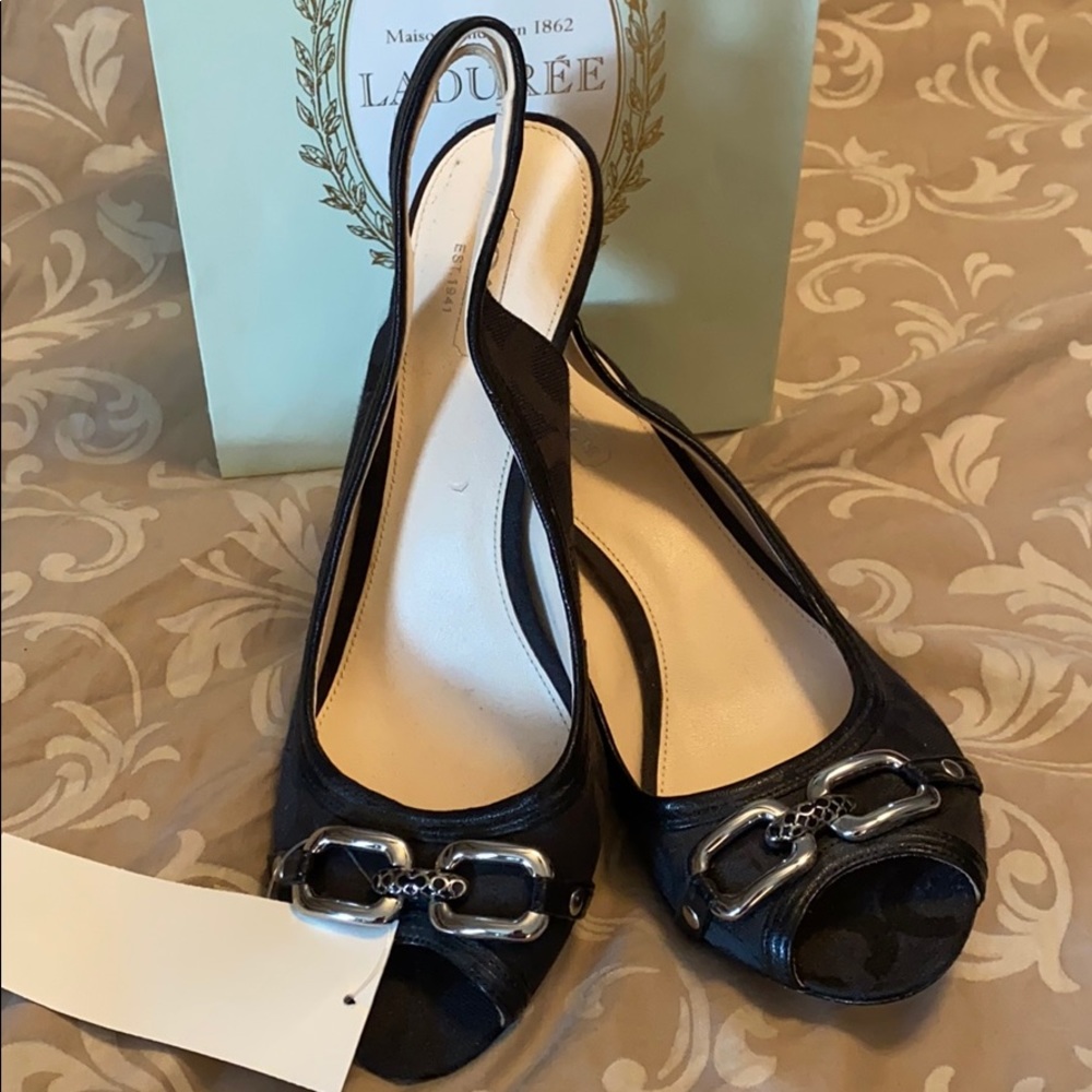 Coach Black Slingback Peep Toes Sz 7B